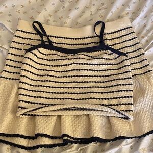 Freshman Cream and Black Striped Mini Skirt